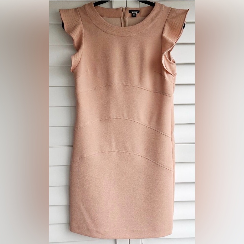 Ann Taylor Flutter Short Sleeve Peach Pink Cocktail Casual Dress - Picture 5 of 12